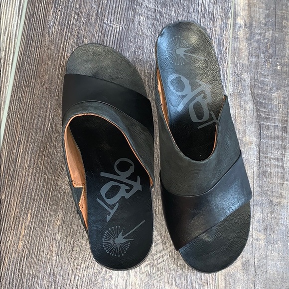 OTBT Hostel Cork Heeled Slide Black Leather (9.5) - Picture 11 of 13